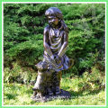 Bronze Girl and Dog Garden Statue CLBSN-D006A
